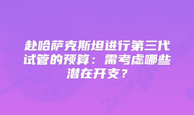 赴哈萨克斯坦进行第三代试管的预算：需考虑哪些潜在开支？