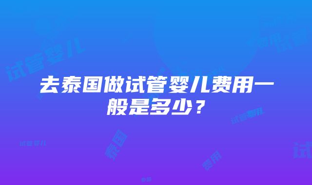 去泰国做试管婴儿费用一般是多少？