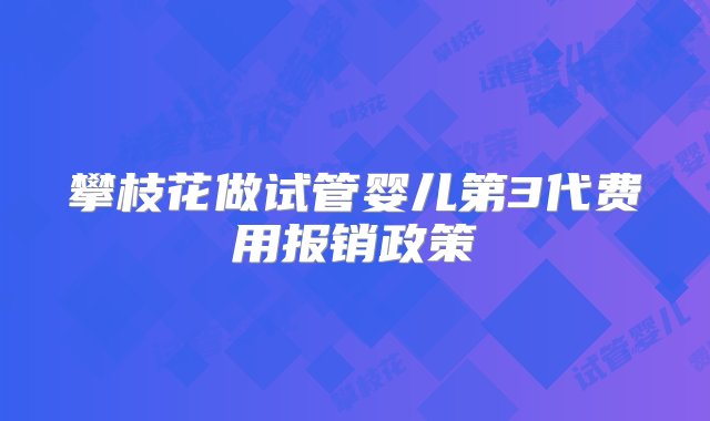 攀枝花做试管婴儿第3代费用报销政策