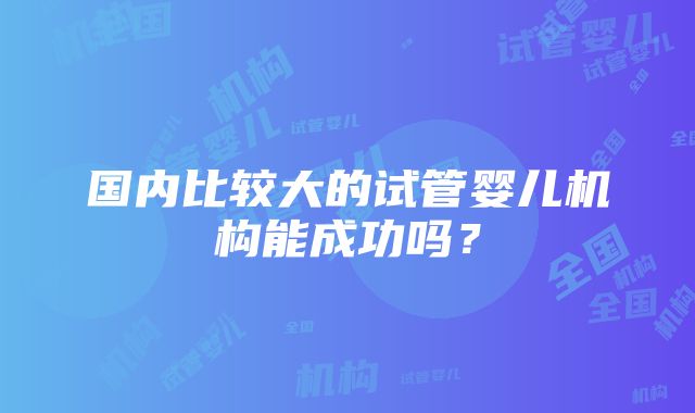 国内比较大的试管婴儿机构能成功吗？