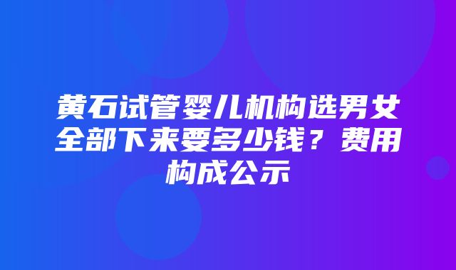 黄石试管婴儿机构选男女全部下来要多少钱？费用构成公示