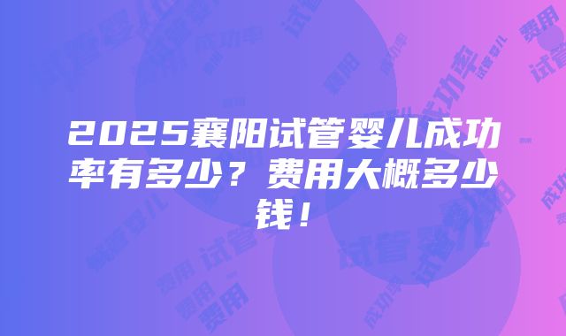 2025襄阳试管婴儿成功率有多少？费用大概多少钱！