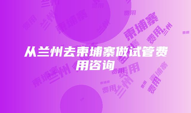 从兰州去柬埔寨做试管费用咨询