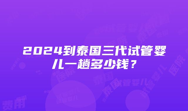 2024到泰国三代试管婴儿一趟多少钱？