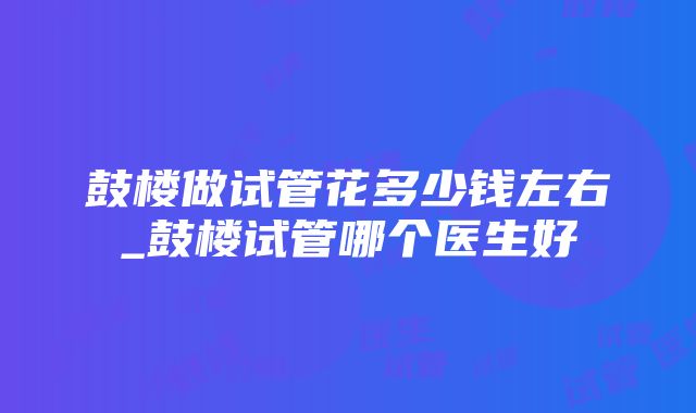 鼓楼做试管花多少钱左右_鼓楼试管哪个医生好