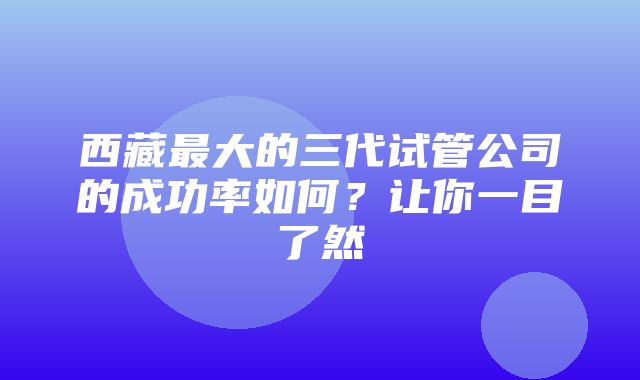 西藏最大的三代试管公司的成功率如何？让你一目了然