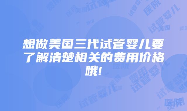 想做美国三代试管婴儿要了解清楚相关的费用价格哦!