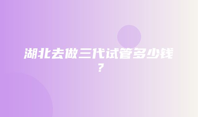 湖北去做三代试管多少钱？