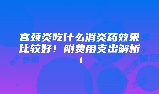 宫颈炎吃什么消炎药效果比较好！附费用支出解析！