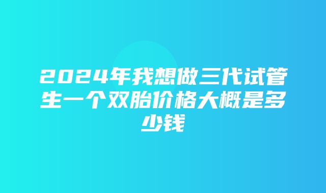 2024年我想做三代试管生一个双胎价格大概是多少钱