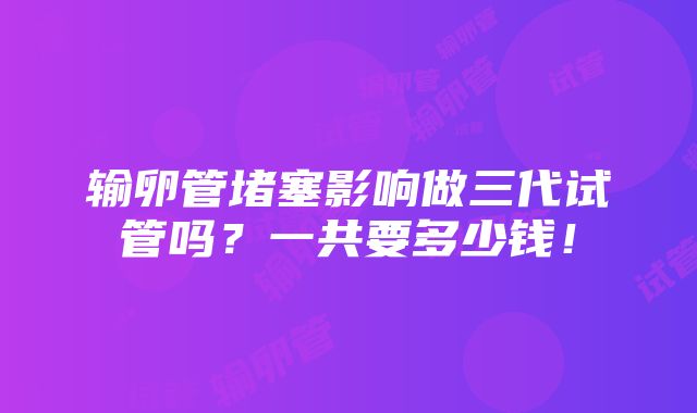 输卵管堵塞影响做三代试管吗？一共要多少钱！