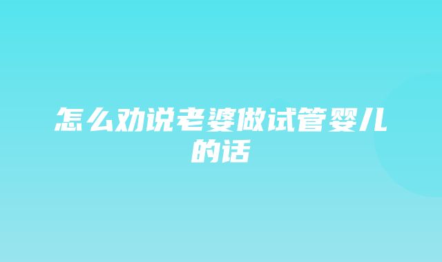 怎么劝说老婆做试管婴儿的话