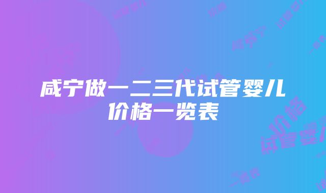 咸宁做一二三代试管婴儿价格一览表