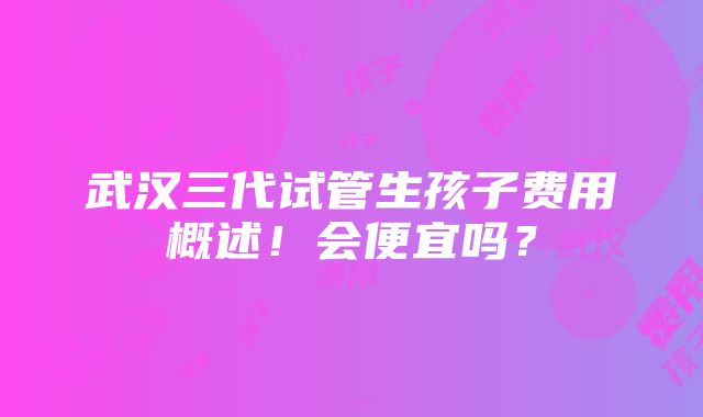 武汉三代试管生孩子费用概述！会便宜吗？