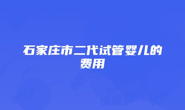 石家庄市二代试管婴儿的费用