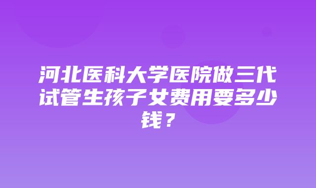 河北医科大学医院做三代试管生孩子女费用要多少钱？