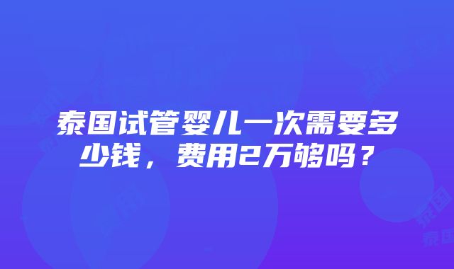 泰国试管婴儿一次需要多少钱，费用2万够吗？