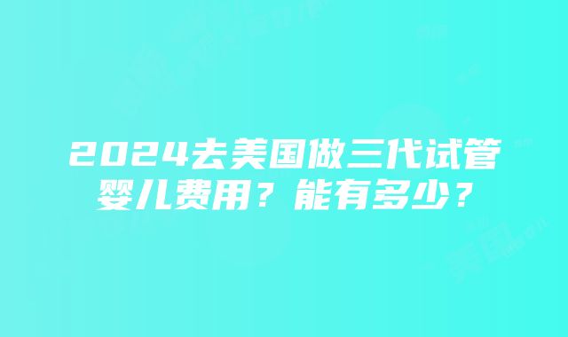 2024去美国做三代试管婴儿费用？能有多少？