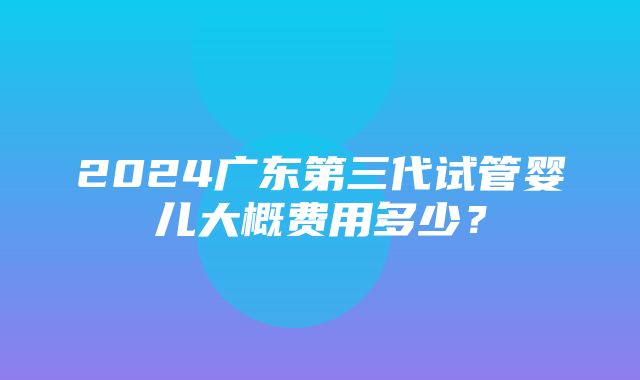 2024广东第三代试管婴儿大概费用多少？