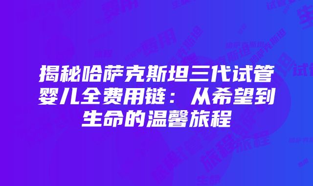 揭秘哈萨克斯坦三代试管婴儿全费用链：从希望到生命的温馨旅程