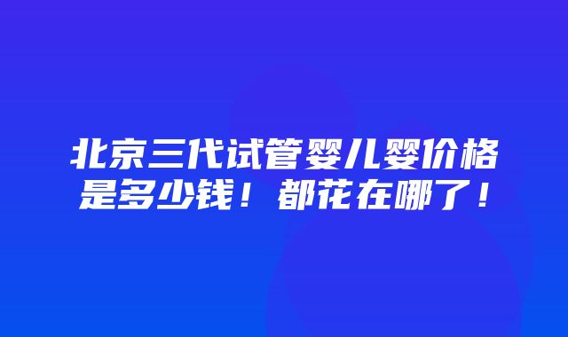 北京三代试管婴儿婴价格是多少钱！都花在哪了！