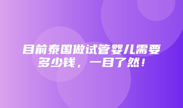 目前泰国做试管婴儿需要多少钱，一目了然！