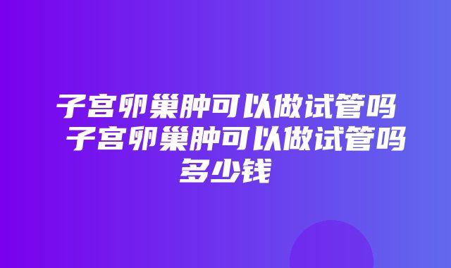 子宫卵巢肿可以做试管吗 子宫卵巢肿可以做试管吗多少钱