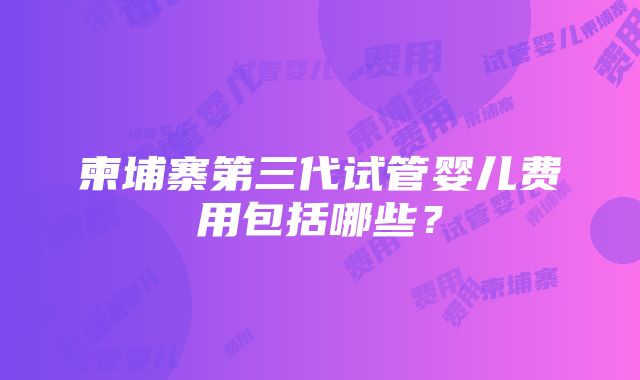 柬埔寨第三代试管婴儿费用包括哪些？