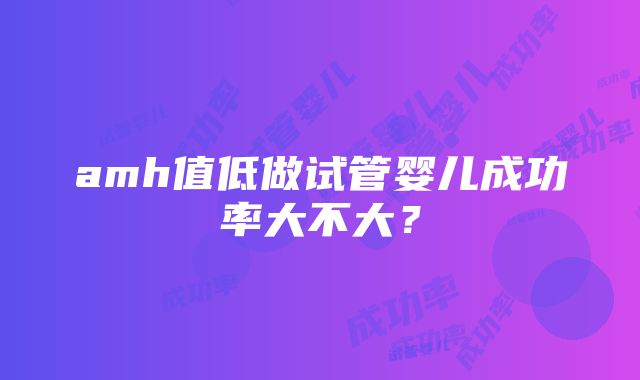 amh值低做试管婴儿成功率大不大？