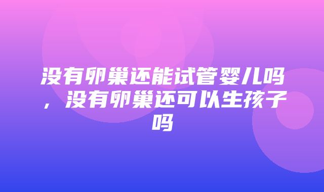 没有卵巢还能试管婴儿吗，没有卵巢还可以生孩子吗