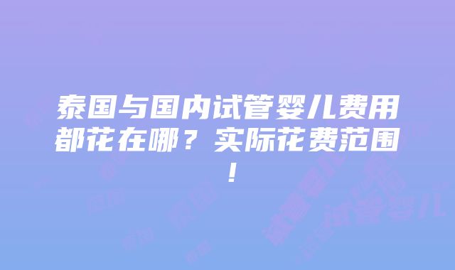 泰国与国内试管婴儿费用都花在哪？实际花费范围！