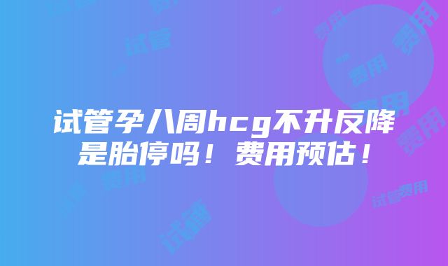 试管孕八周hcg不升反降是胎停吗！费用预估！