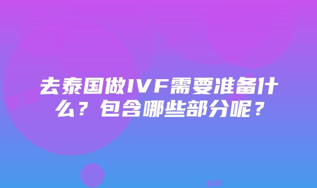 去泰国做IVF需要准备什么？包含哪些部分呢？