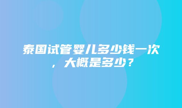 泰国试管婴儿多少钱一次，大概是多少？