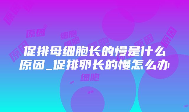 促排母细胞长的慢是什么原因_促排卵长的慢怎么办