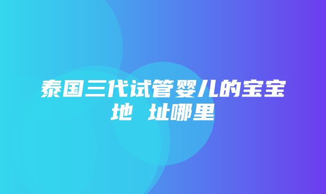 泰国三代试管婴儿的宝宝地 址哪里