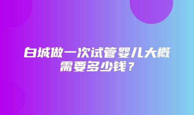 白城做一次试管婴儿大概需要多少钱？