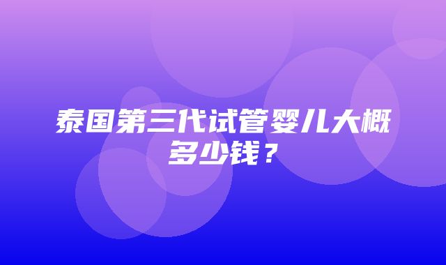 泰国第三代试管婴儿大概多少钱？