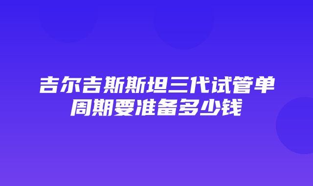 吉尔吉斯斯坦三代试管单周期要准备多少钱