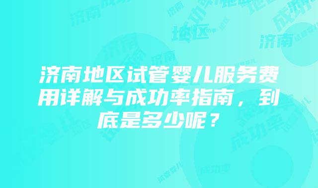 济南地区试管婴儿服务费用详解与成功率指南，到底是多少呢？