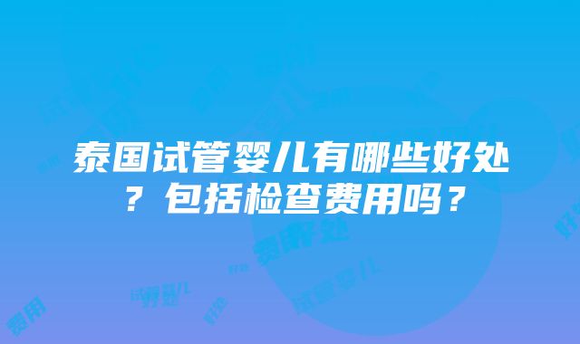 泰国试管婴儿有哪些好处？包括检查费用吗？