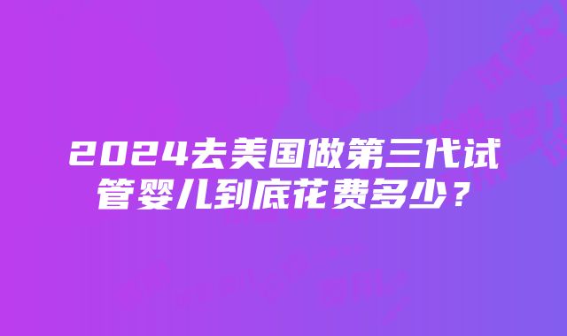 2024去美国做第三代试管婴儿到底花费多少？