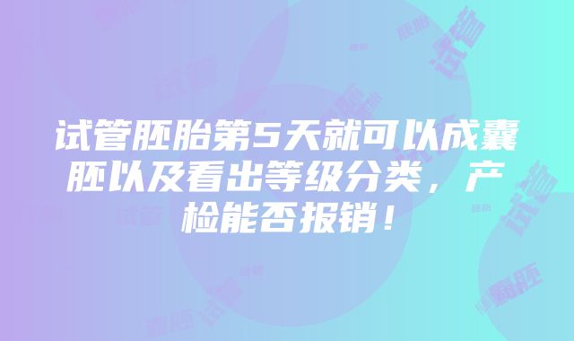 试管胚胎第5天就可以成囊胚以及看出等级分类，产检能否报销！