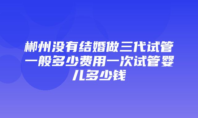 郴州没有结婚做三代试管一般多少费用一次试管婴儿多少钱