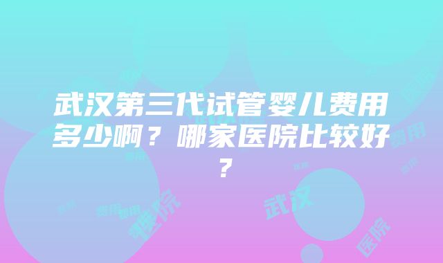 武汉第三代试管婴儿费用多少啊？哪家医院比较好？