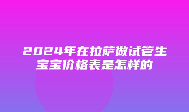 2024年在拉萨做试管生宝宝价格表是怎样的