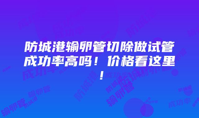 防城港输卵管切除做试管成功率高吗！价格看这里！