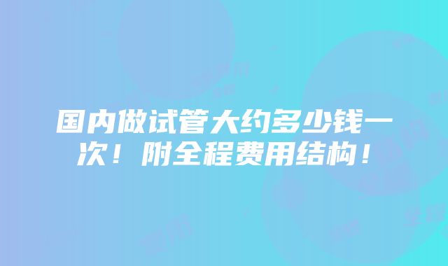 国内做试管大约多少钱一次！附全程费用结构！