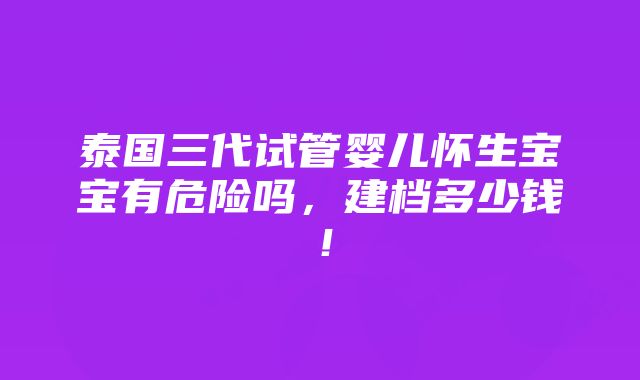 泰国三代试管婴儿怀生宝宝有危险吗，建档多少钱！