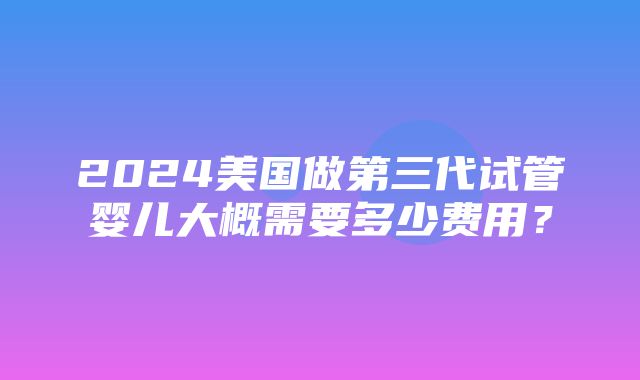 2024美国做第三代试管婴儿大概需要多少费用？